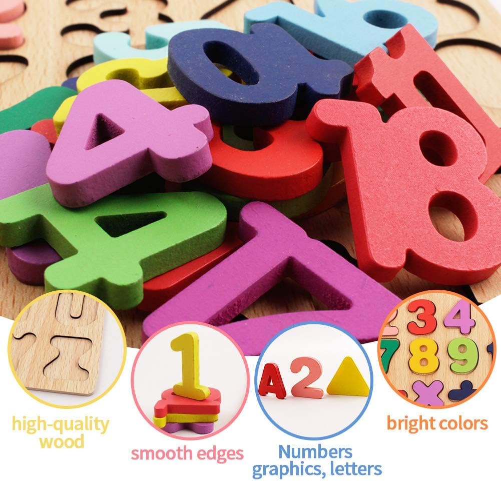 Wooden ABCD Puzzle Board – Kids Learning Toy (Alphabets, Numbers & Shapes)