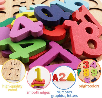 Wooden ABCD Puzzle Board – Kids Learning Toy (Alphabets, Numbers & Shapes)