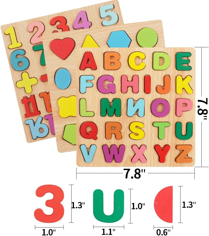 Wooden ABCD Puzzle Board – Kids Learning Toy (Alphabets, Numbers & Shapes)