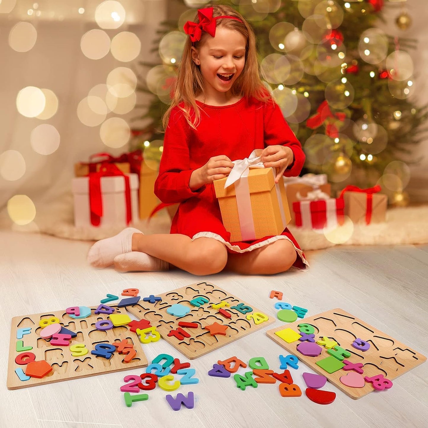 Wooden ABCD Puzzle Board – Kids Learning Toy (Alphabets, Numbers & Shapes)