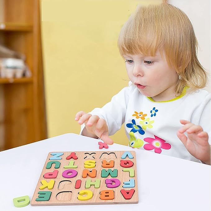 Wooden ABCD Puzzle Board – Kids Learning Toy (Alphabets, Numbers & Shapes)
