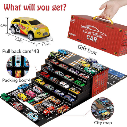48 Pcs Pull Back Car Set for Kids