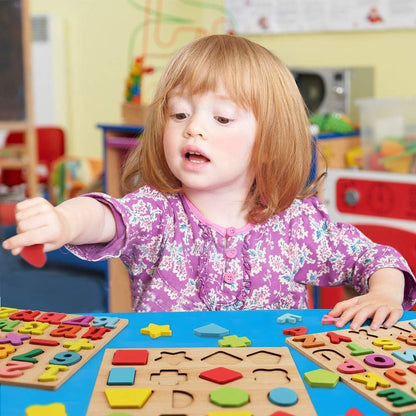 Wooden ABCD Puzzle Board – Kids Learning Toy (Alphabets, Numbers & Shapes)