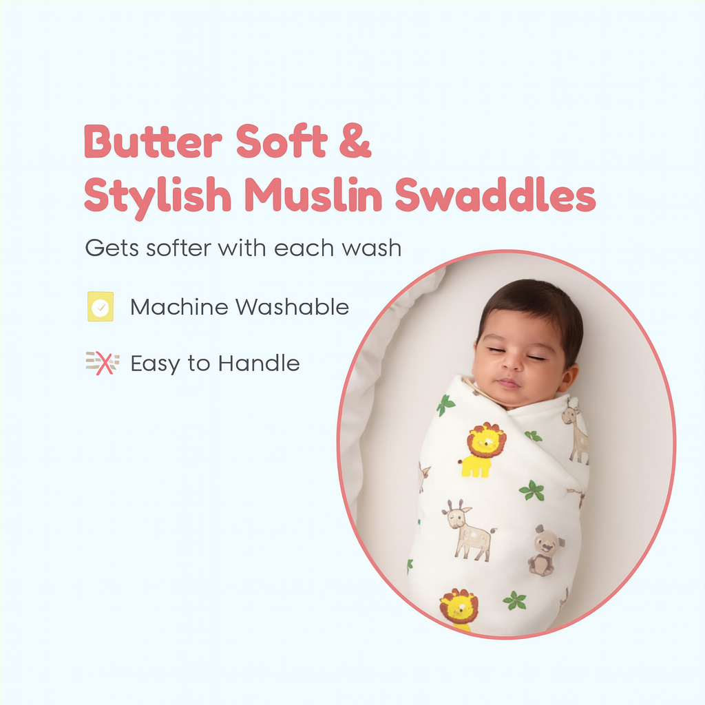 Organic Muslin & Bamboo Baby Swaddles (0–12 Months)