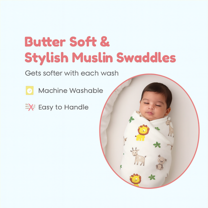 Organic Muslin & Bamboo Baby Swaddles (0–12 Months)