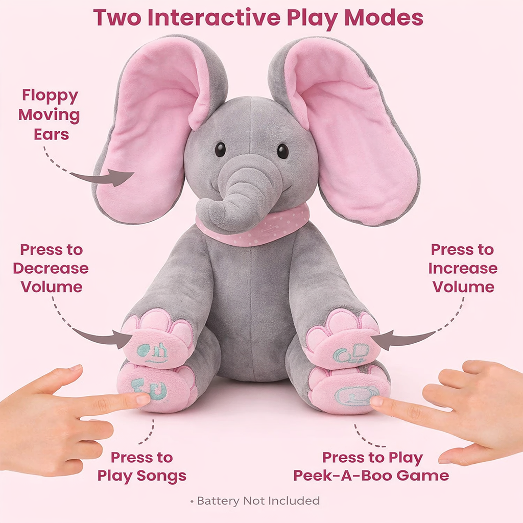 Peek-a-Boo Musical Elephant Plushie